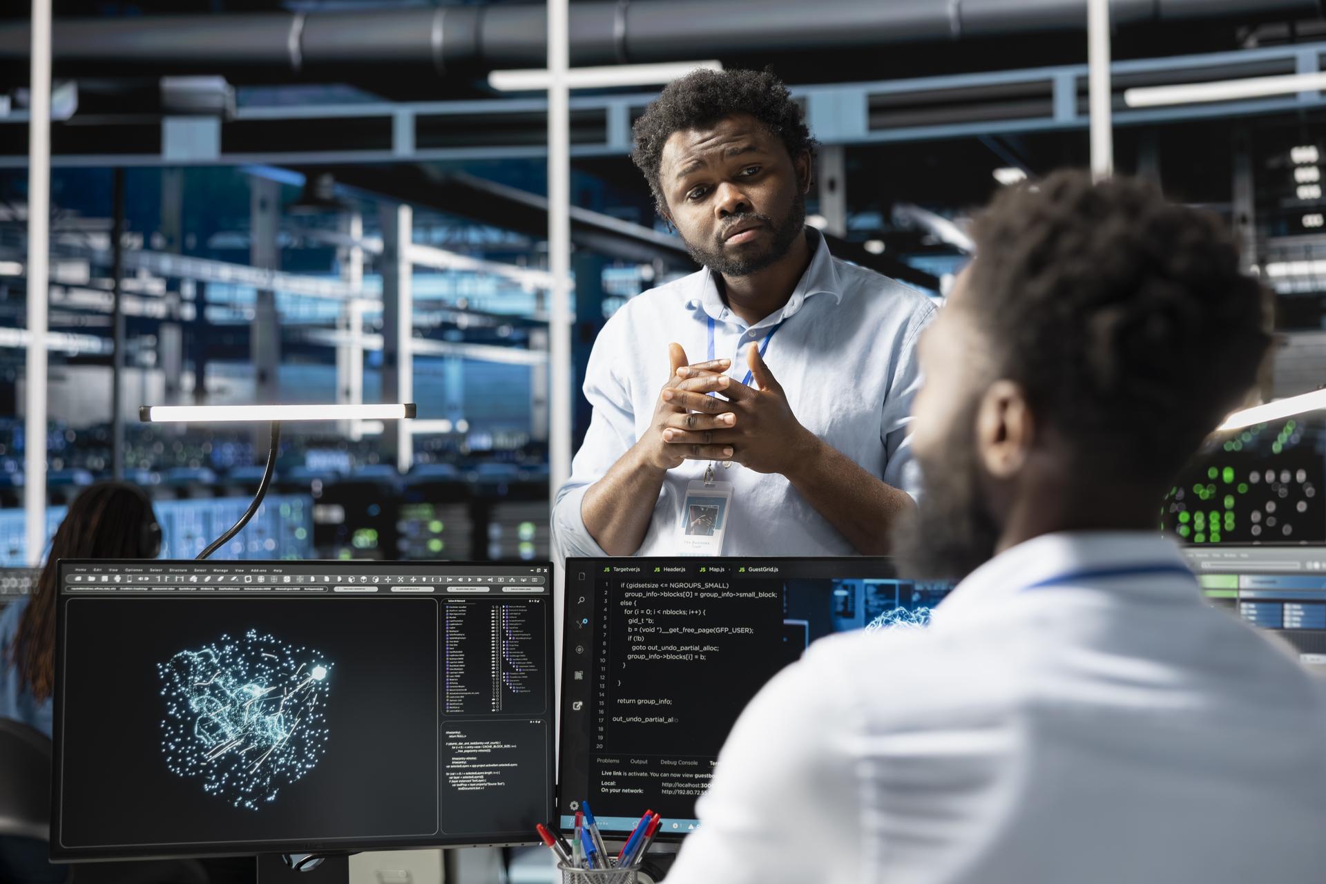 Xiomi Investments Group data center engineer analysing server infrastructure and supply chain analytics